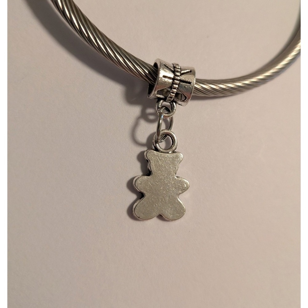 Silver Teddy Bear Dangle Charm for European Cable Bracelet Women Jewelry